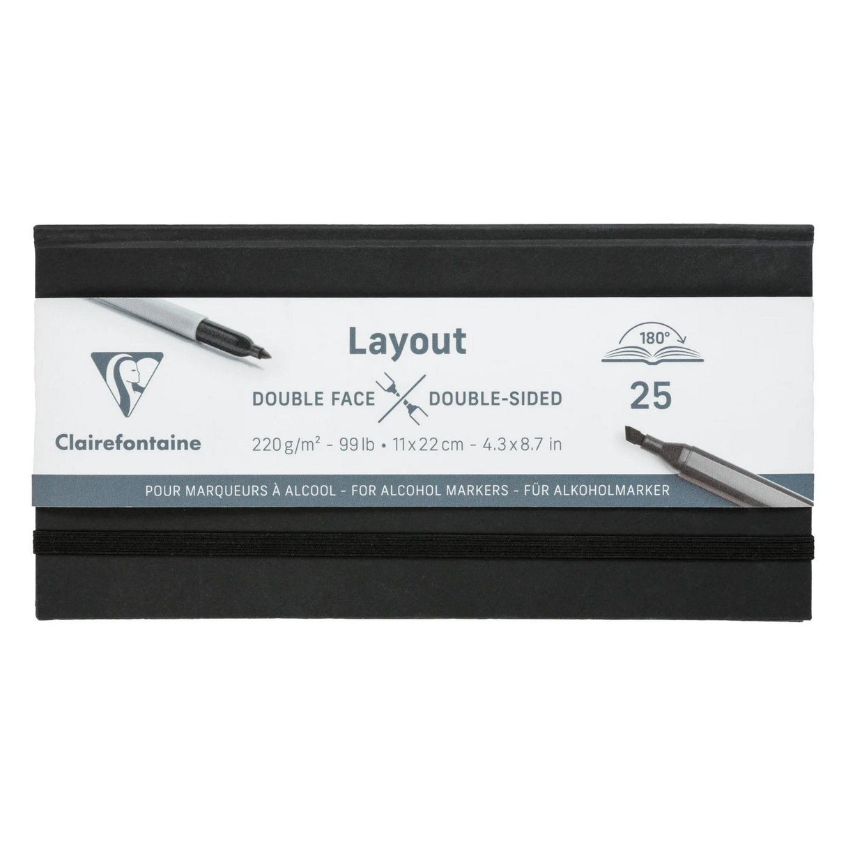 Clairefontaine • Layout-Alkoholmarkerbuch 220g 11x22cm 25x