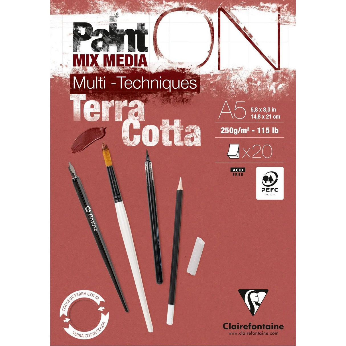 Clairefontaine • Painton Mixed Media Papier 250g A5 Terrakotta 20x