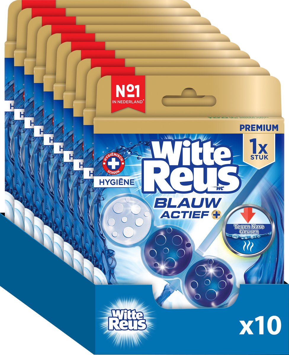 Weißer Riesen-Toilettenblock, blauer Aktiv-Hygiene-Toilettenblock 50 g – Toilettenblöcke – Vorteilspackung – 10 Stück