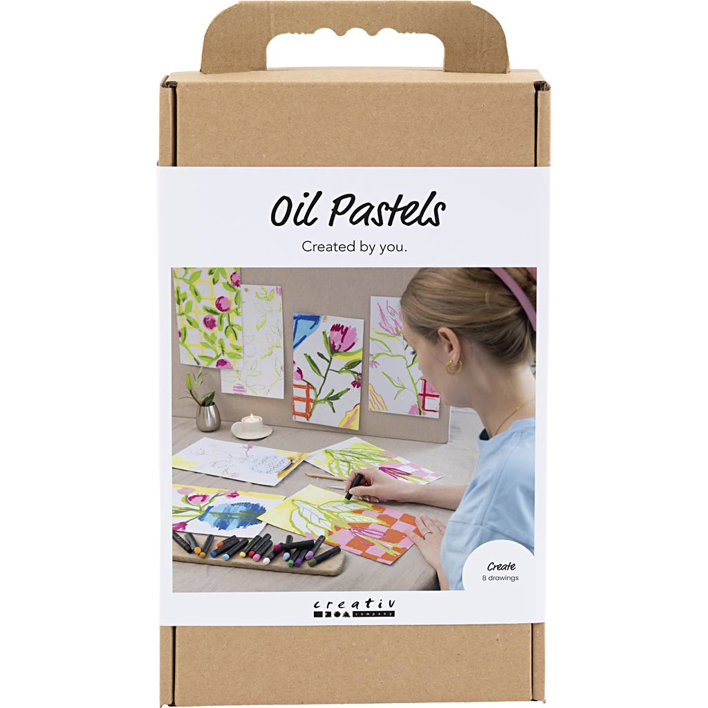 Creativ Company Hobby-Set Ölpastell, Blumen, verschiedene Farben, 1 Box