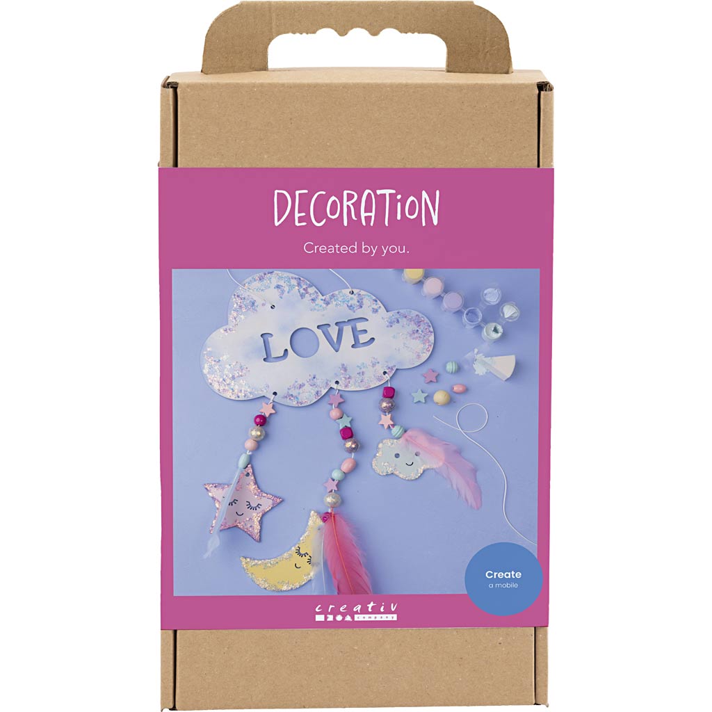 Creativ Company Hobby-Set Dekoration, Wolke, Mond, Stern, Glitzerfarben, Pastellfarben, 1 Box