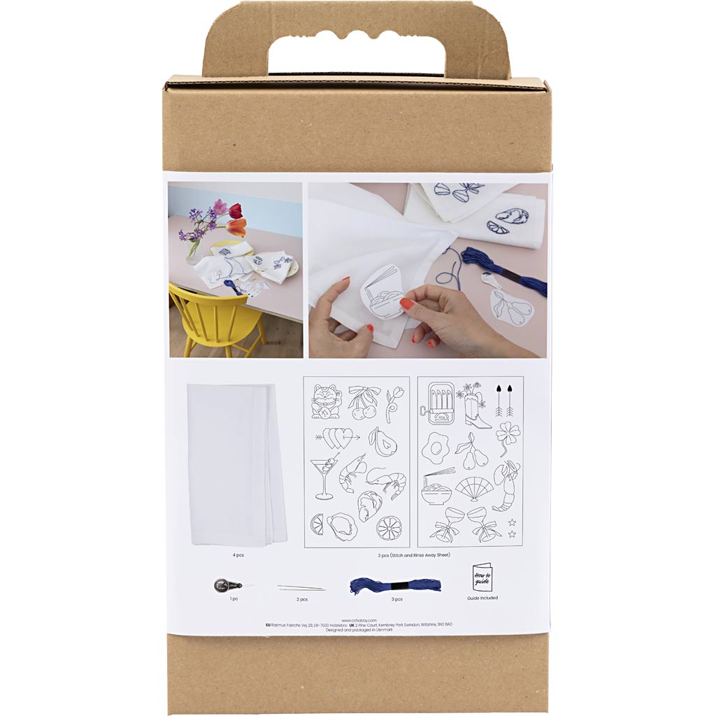 Creativ Company Hobby-Set Stickerei, Servietten, gebrochenes Weiß, 1 Box