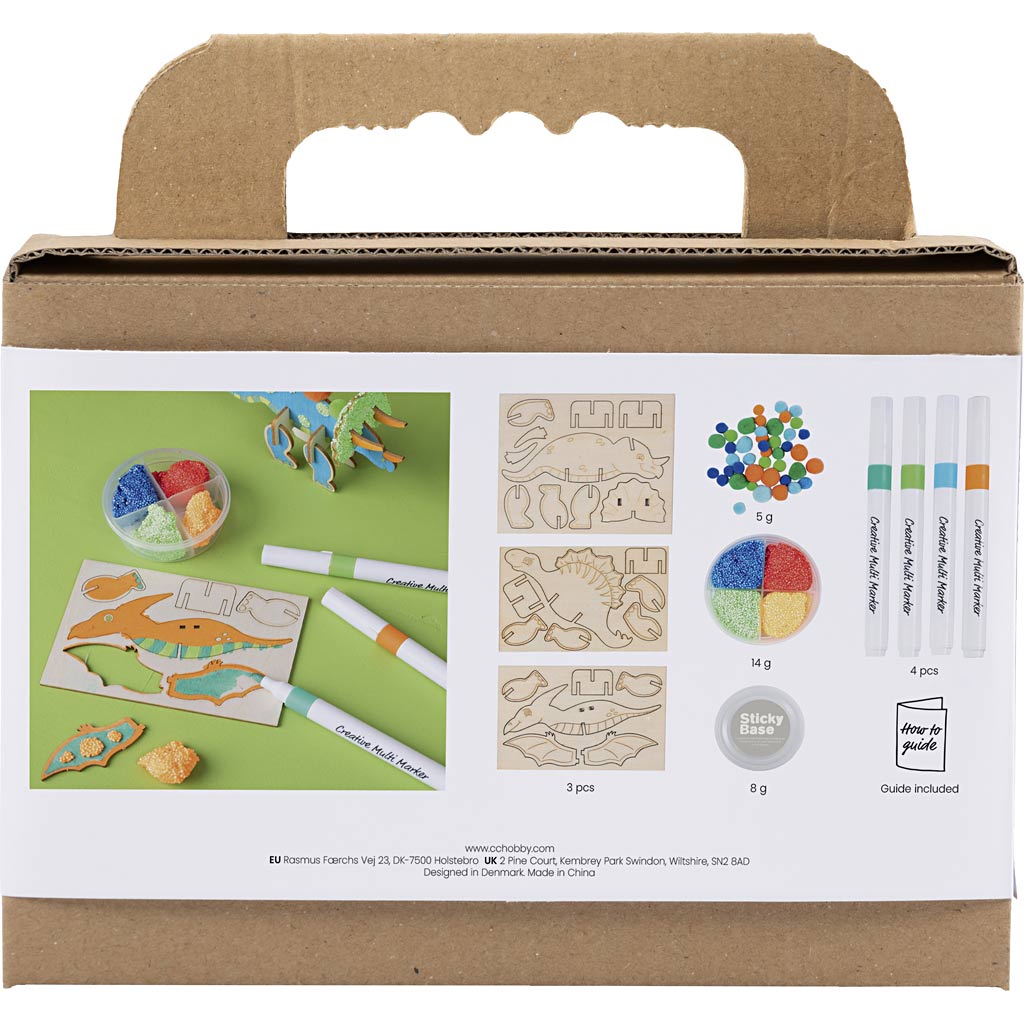 Creativ Company Mini-Hobby-Set Dekoration, Dinosaurier, Rot, Blau, Grün, Orange, 1 Box