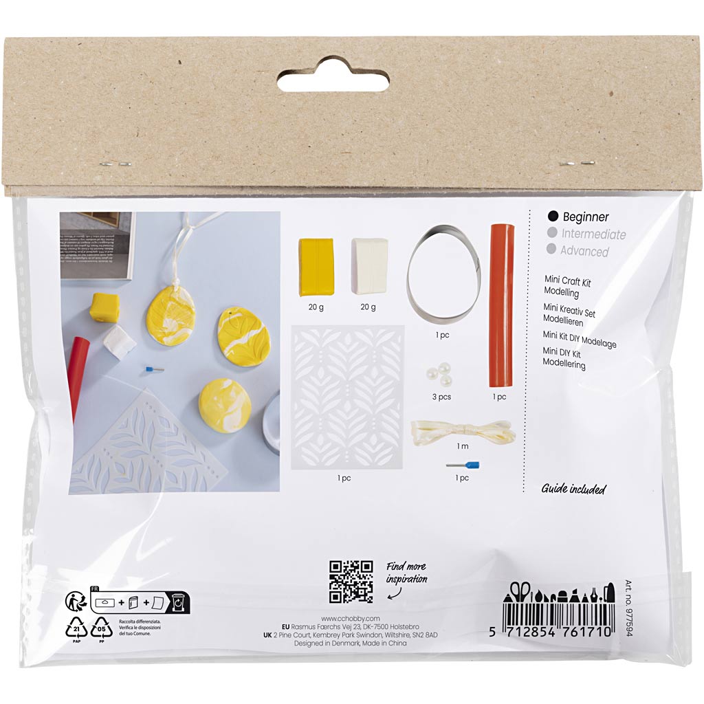 Creativ Company Mini-Hobby-Set Bildhauerei, Ei, hellgelb, Pastellfarben, 1 Box