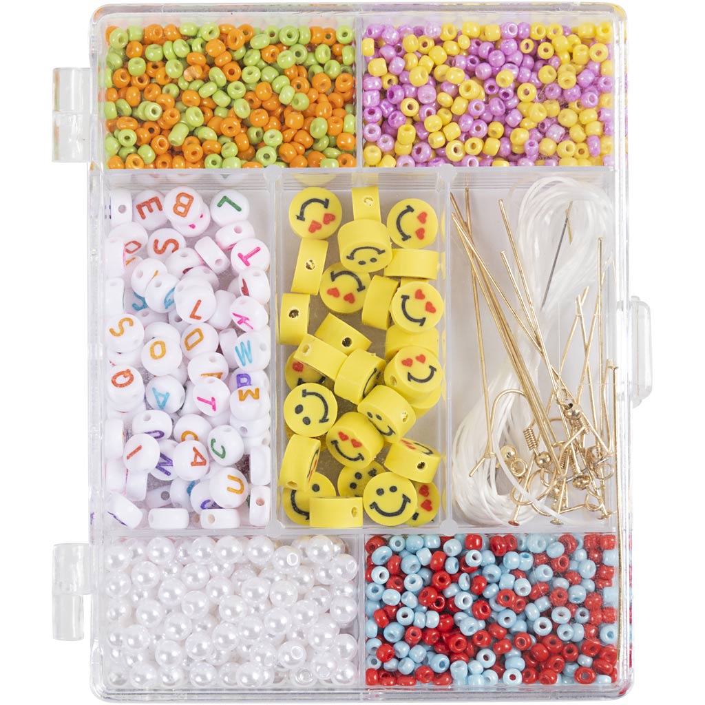 Creativ Company Kreativbox Schmuck, Regenbogen-Mix, ca. Über 1800 Teile, Regenbogenfarben, 1 Box