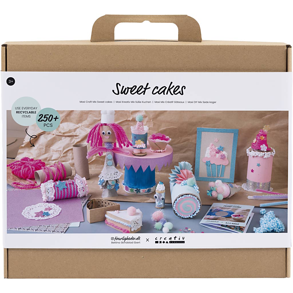 Creativ Company Maxi-Kreativbox leckere Kuchen, Kuchen und Süßigkeiten, verschiedene Farben, 1 Box