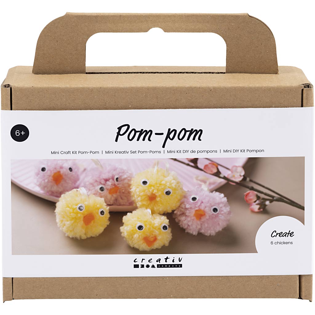 Creativ Company Mini-Hobby-Set Pompon, Küken, verschiedene Farben, 1 Box