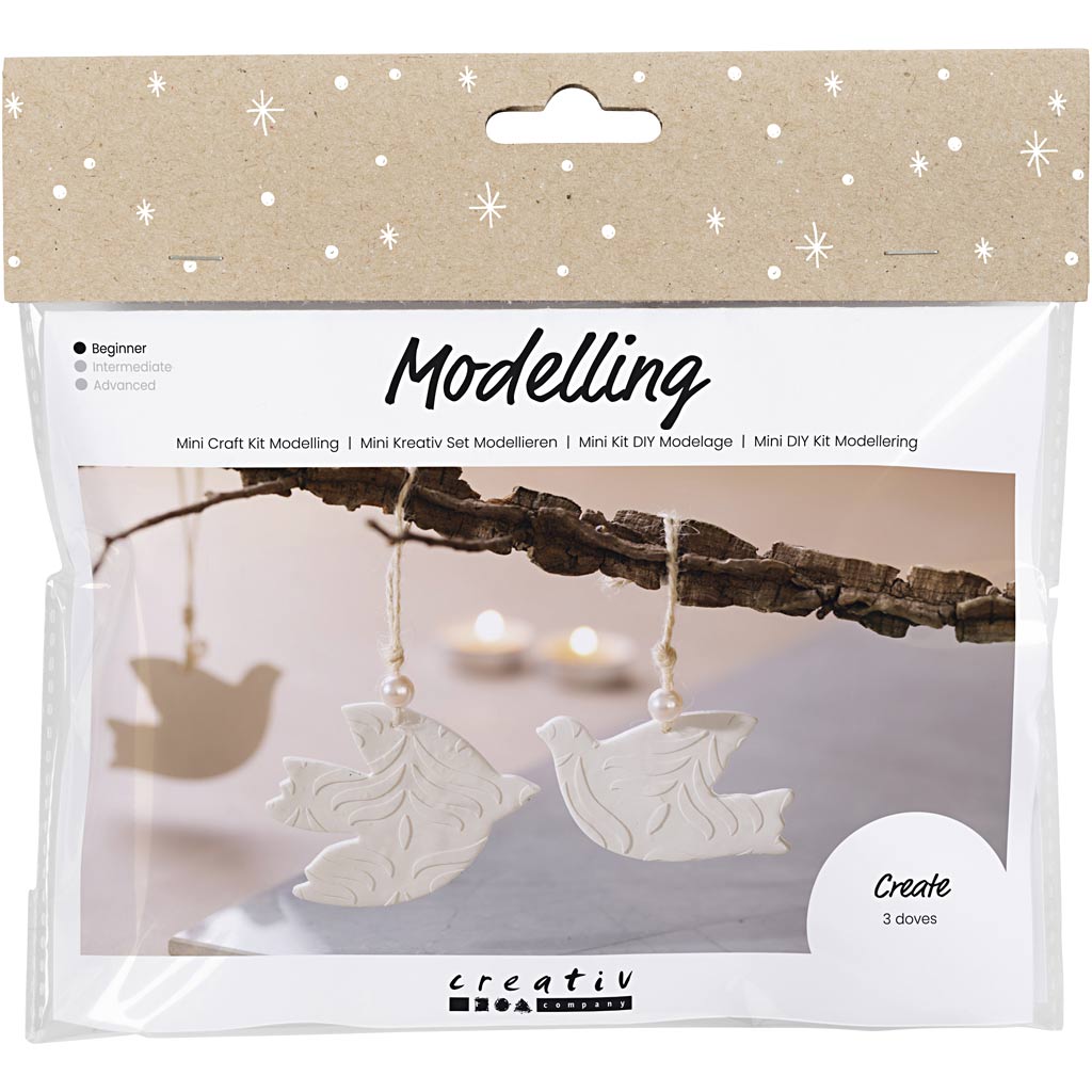Creativ Company Mini-Hobby-Set Bildhauerei, Tauben, gebrochenes Weiß, 1 Box