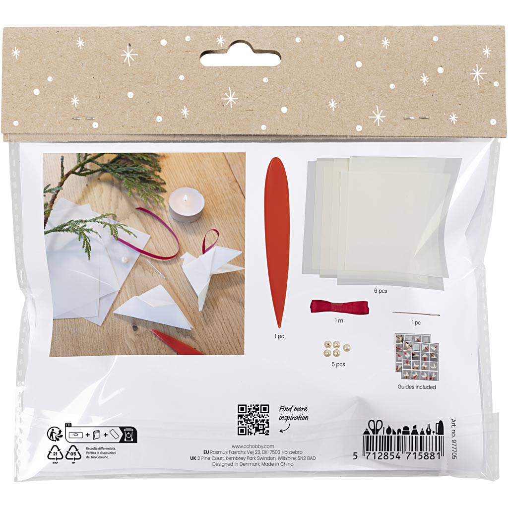Creativ Company Mini-Hobby-Set Origami, Taubensterne, dunkelrot, gebrochenes Weiß, 1 Box