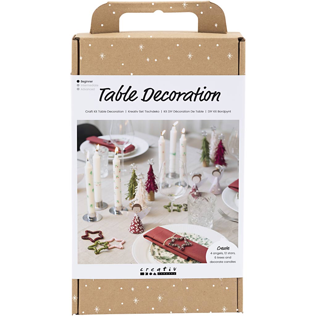 Creativ Company Hobby-Set Tischdekoration, Engel, Weihnachtsbäume, Sterne, verschiedene Farben, 1 Box