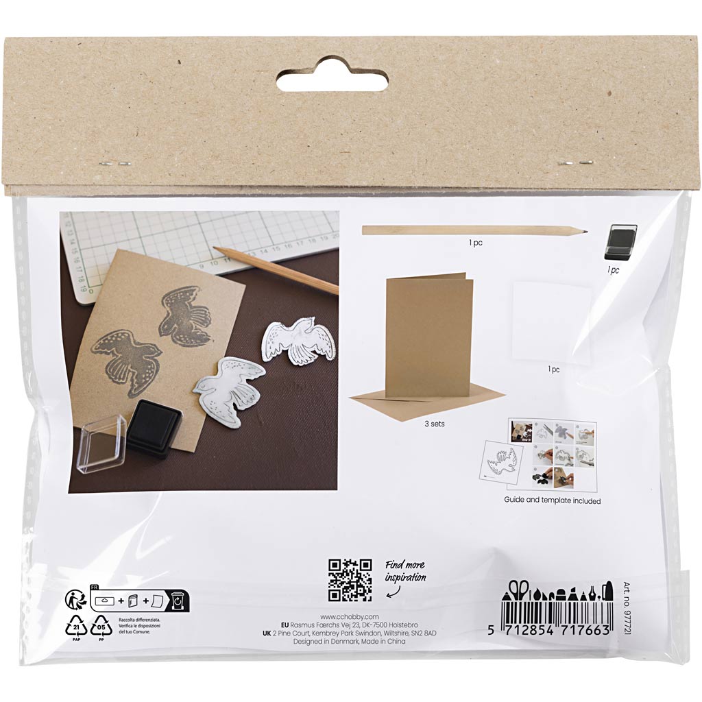 Creativ Company Mini-Hobby-Set Schaumstoffdruck, Karte mit Tauben, beige, 1 Box
