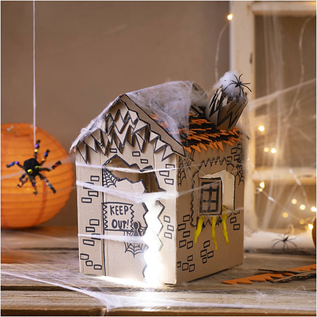Creativ Company Maxi-Hobby-Set Dekoration, Spukhaus, Schwarz, Hellbraun, Orange, 1 Box