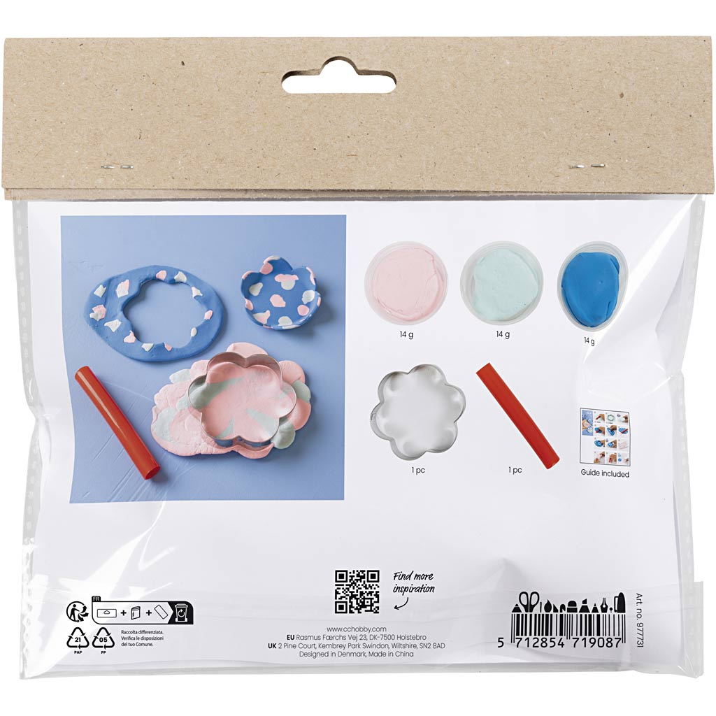 Creativ Company Mini-Hobby-Set Bildhauerei, Schalen, Pastellblau, Hellrosa, 1 Box