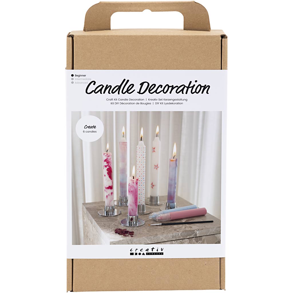 Creativ Company Hobby-Set Kerzen dekorieren, verzierte Spitzkerzen, weiß, 1 Box
