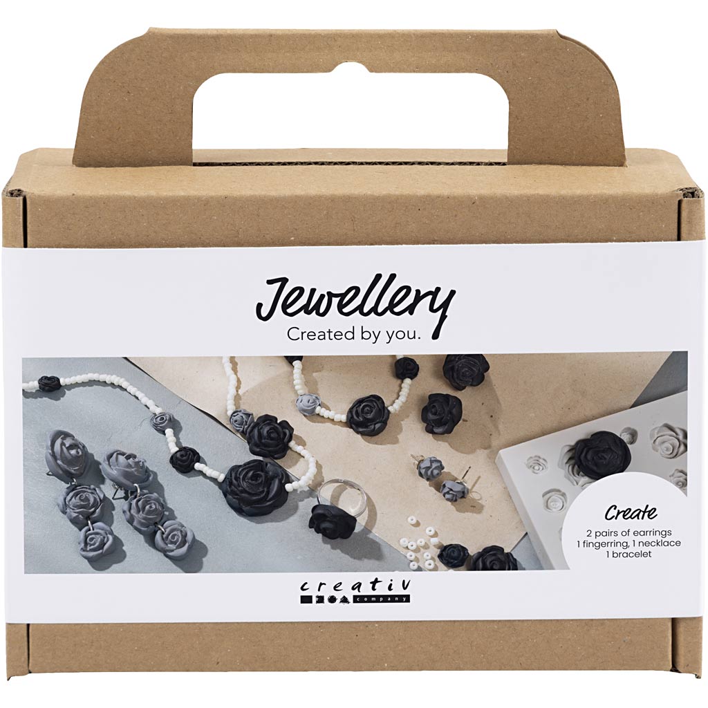Creativ Company Mini-Hobby-Set Schmuck, Rosen, Schwarz, Schwarz-Weiß, Weiß, 1 Box