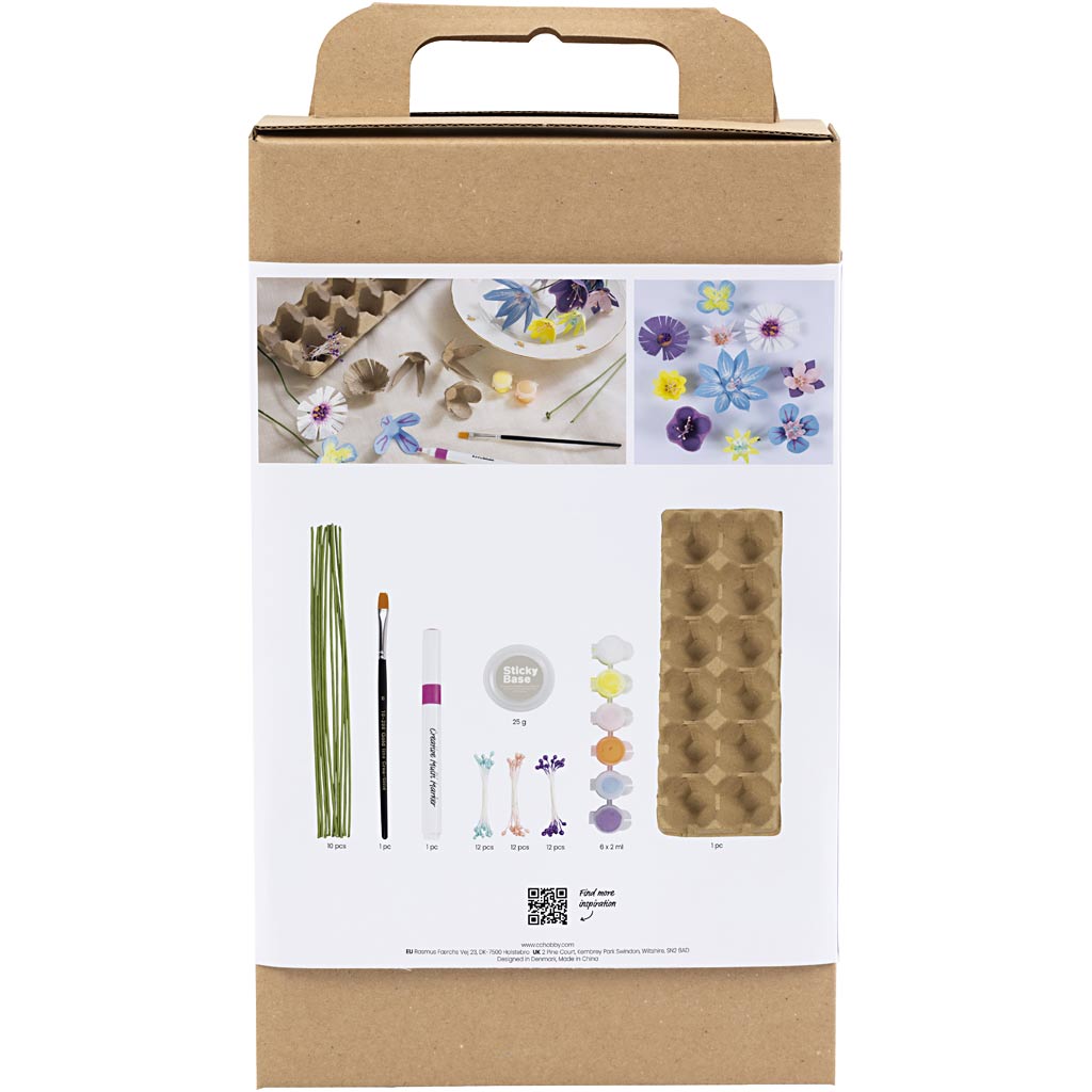Creativ Company Hobby-Set Blumen aus Eierkartons, Pastellfarben, 1 Box