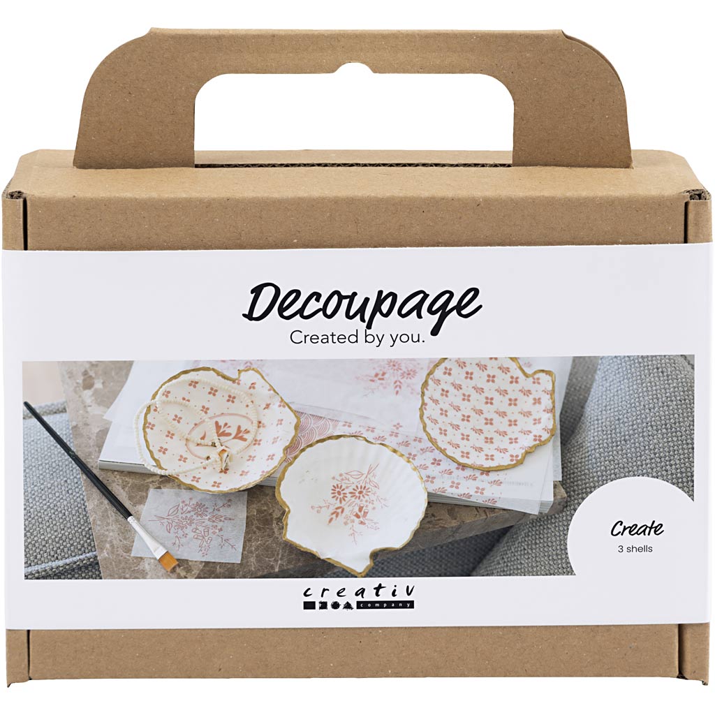 Creativ Company Mini-Hobby-Set Decoupage, Muschelschalen, hellrosa, 1 Box