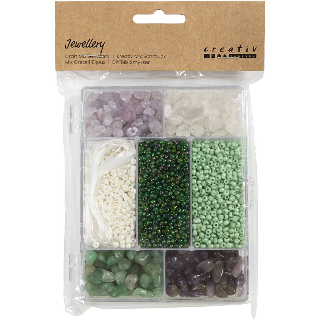 Creativ Company Kreativbox Schmuck, Kristalle, Größe 2,6-10 mm, Lochgröße 0,8-1,2 mm, ca. 2460 Teile, verschiedene Farben, 1 Box