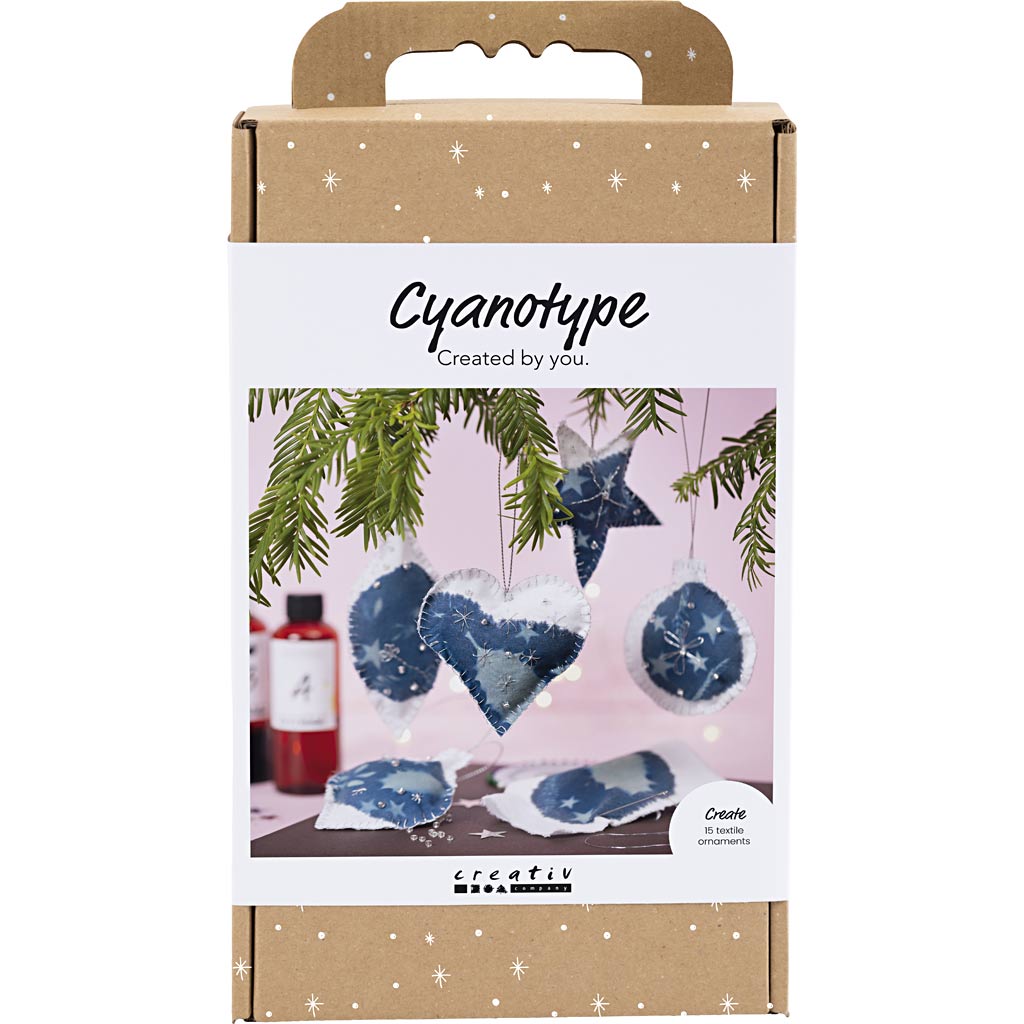Creativ Company Hobby-Set Cyanotypie, Weihnachtsdekorationen mit Cyanotypie, Blau, Silber, 1 Box