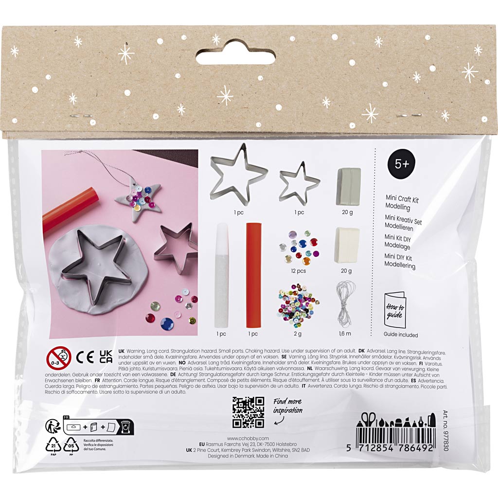 Creativ Company Mini-Hobby-Set Bildhauerei, Sterne, Silber, Weiß, 1 Box