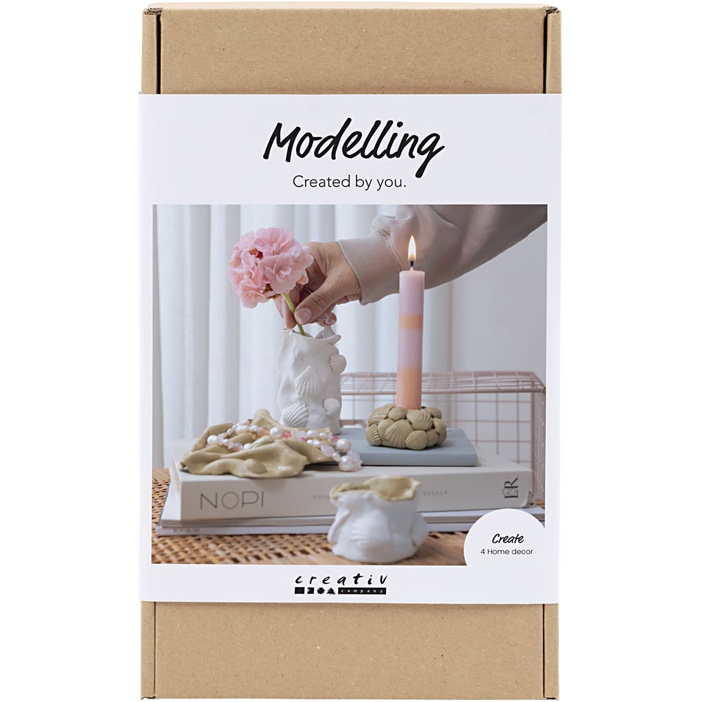 Creativ Company Modellbau-Hobbyset, Vasen und Kerzenständer, Beige, Elfenbein, gebrochenes Weiß, 1 Box