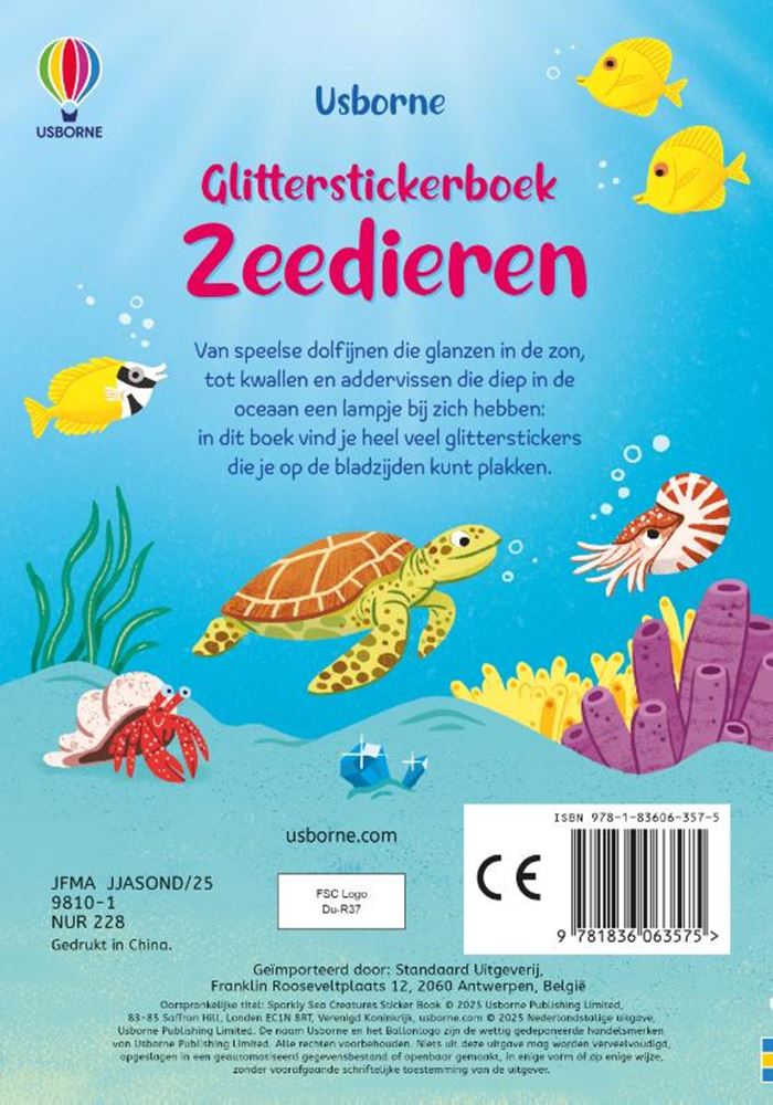 Glitzer-Stickerbuch: Meerestiere 3+