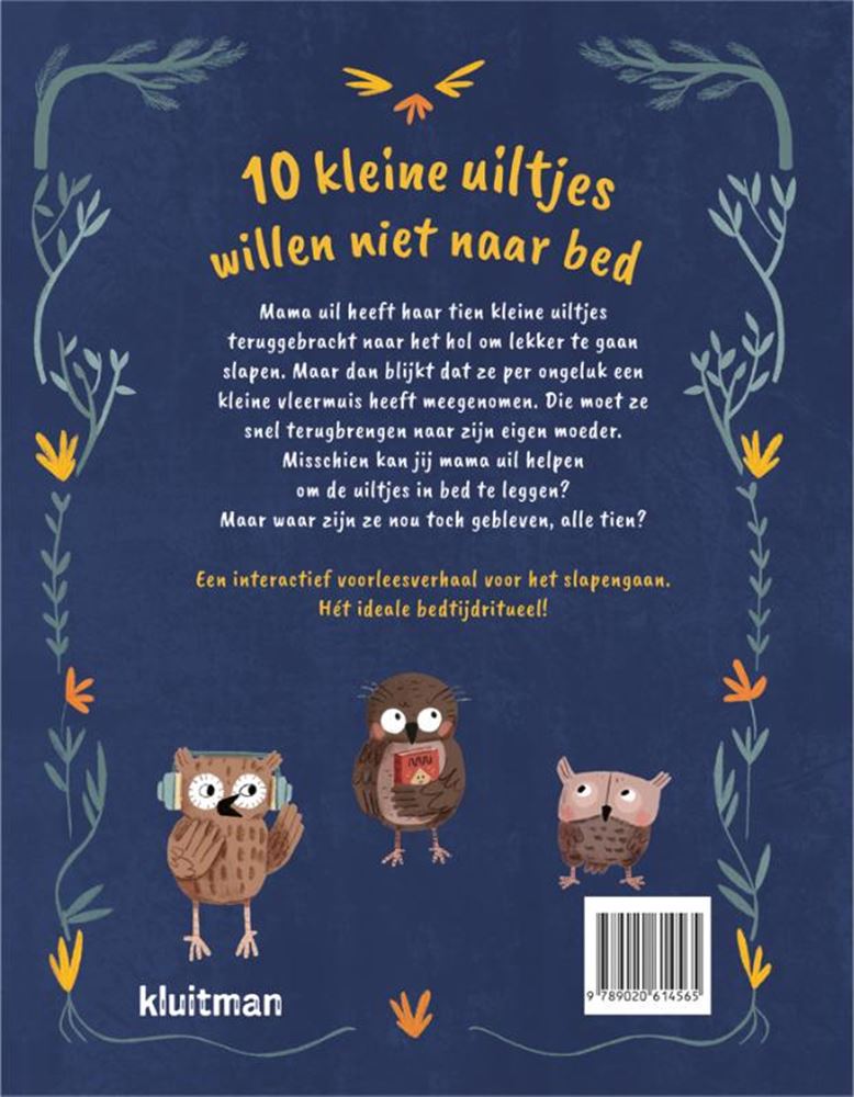 Verleger Kluitman Bilderbuch „10 kleine Eulen wollen nicht ins Bett gehen“.