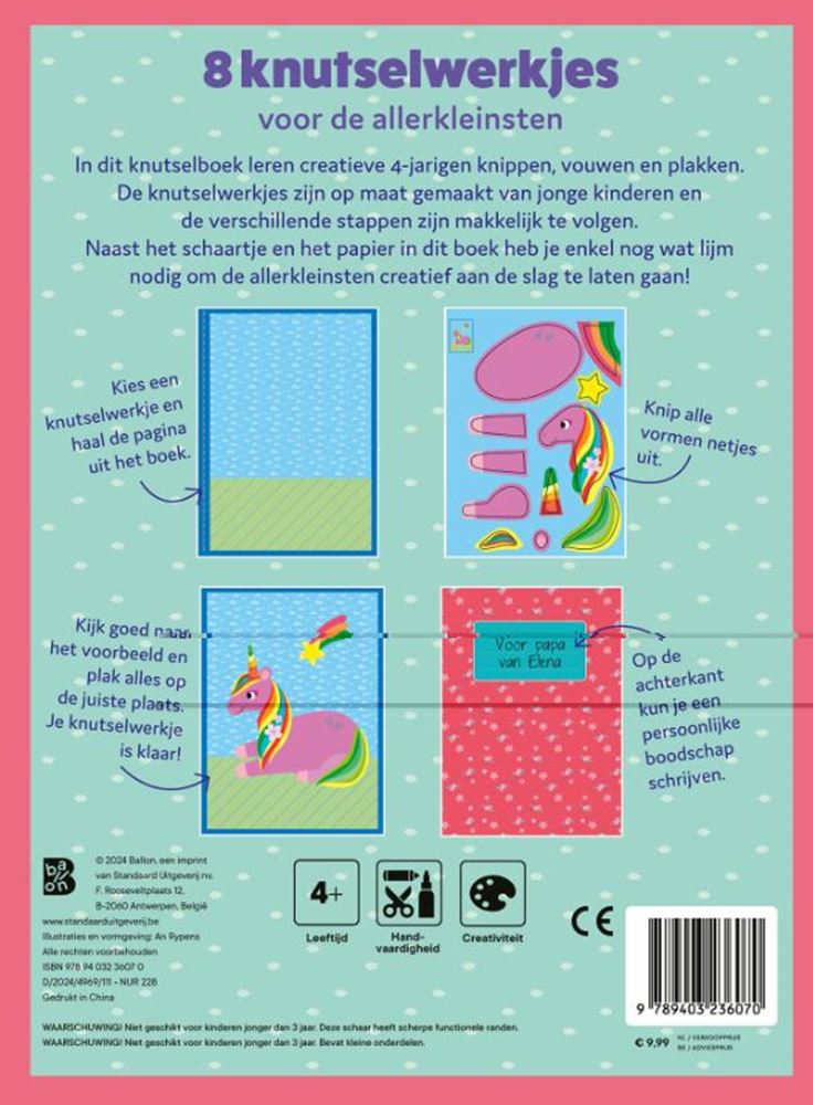 Standard-Bastelbuch mit Schere für Verlage: Einhörner 4+