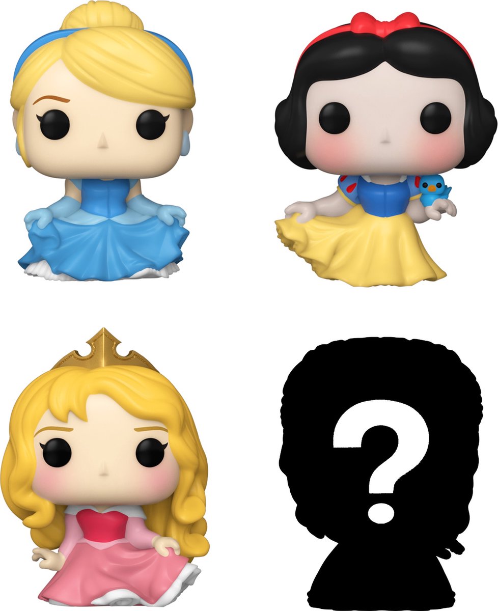 Funko Bitty Pop: Disney Princess 4er-Pack Serie 3 – Aschenputtel 222 – Schneewittchen 339 – Aurora 325 + Mystery