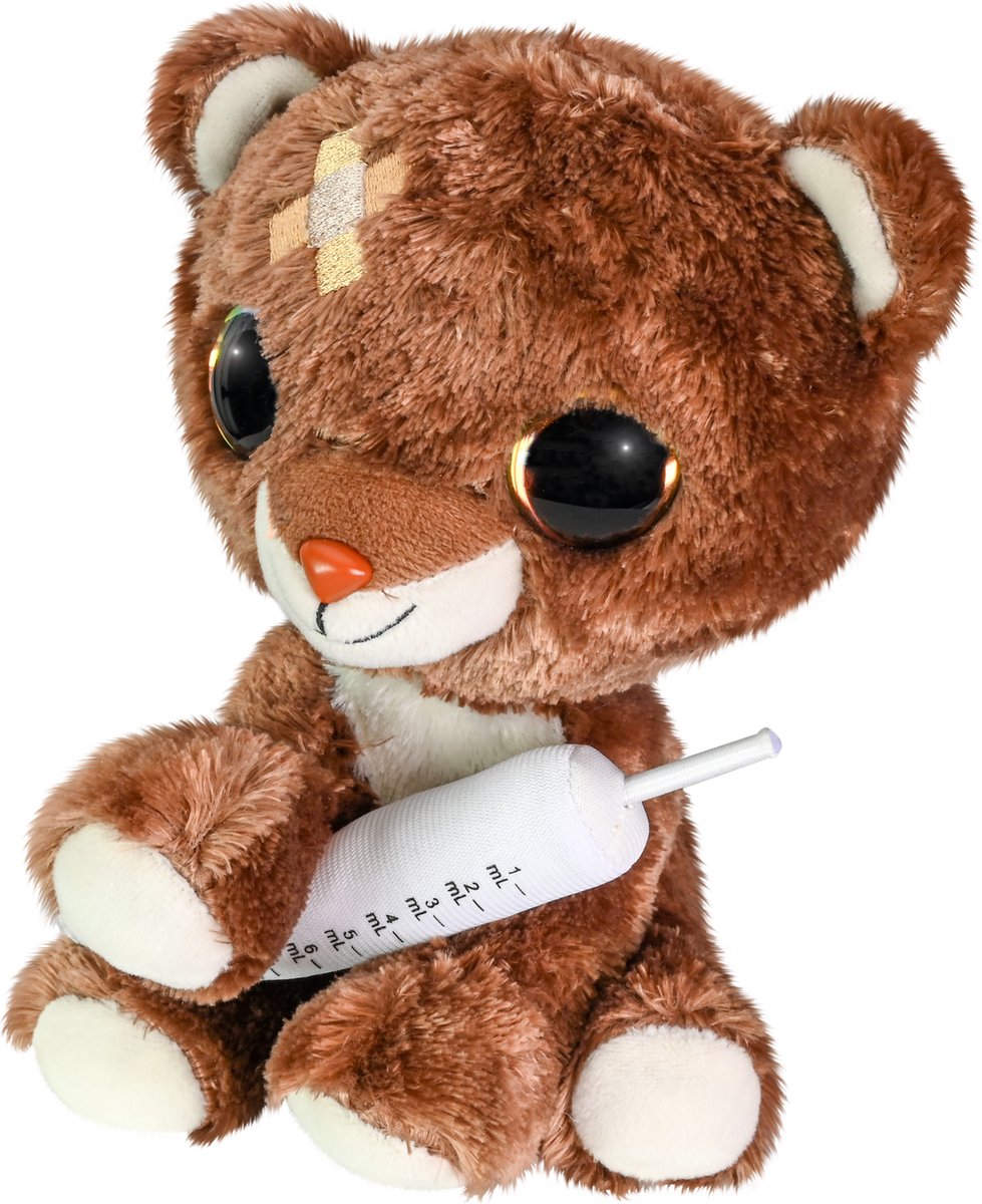 Lumo Stars Kuscheltier Gute Besserung – Braunbär mit Spritze, 15cm