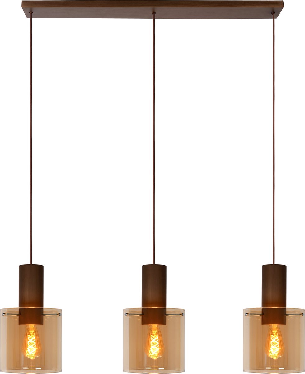 Lucide toledo - hanglamp - ø 20 cm - 3xe27 - amber