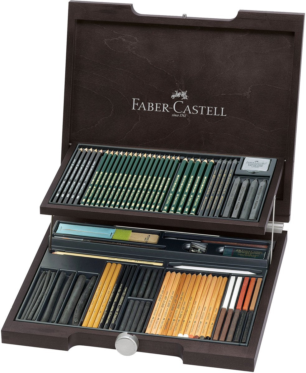 Faber-Castell Pitt Monochromos Künstlerset – Holzkiste 86 Stück – FC-112971