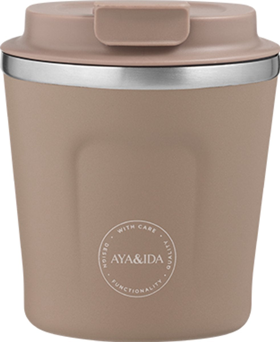 Aya ida aya ida - cup2go - Kaffeetasse - Coffee to go - Reisebecher - zum Mitnehmen - 240ml - staubbraun neu
