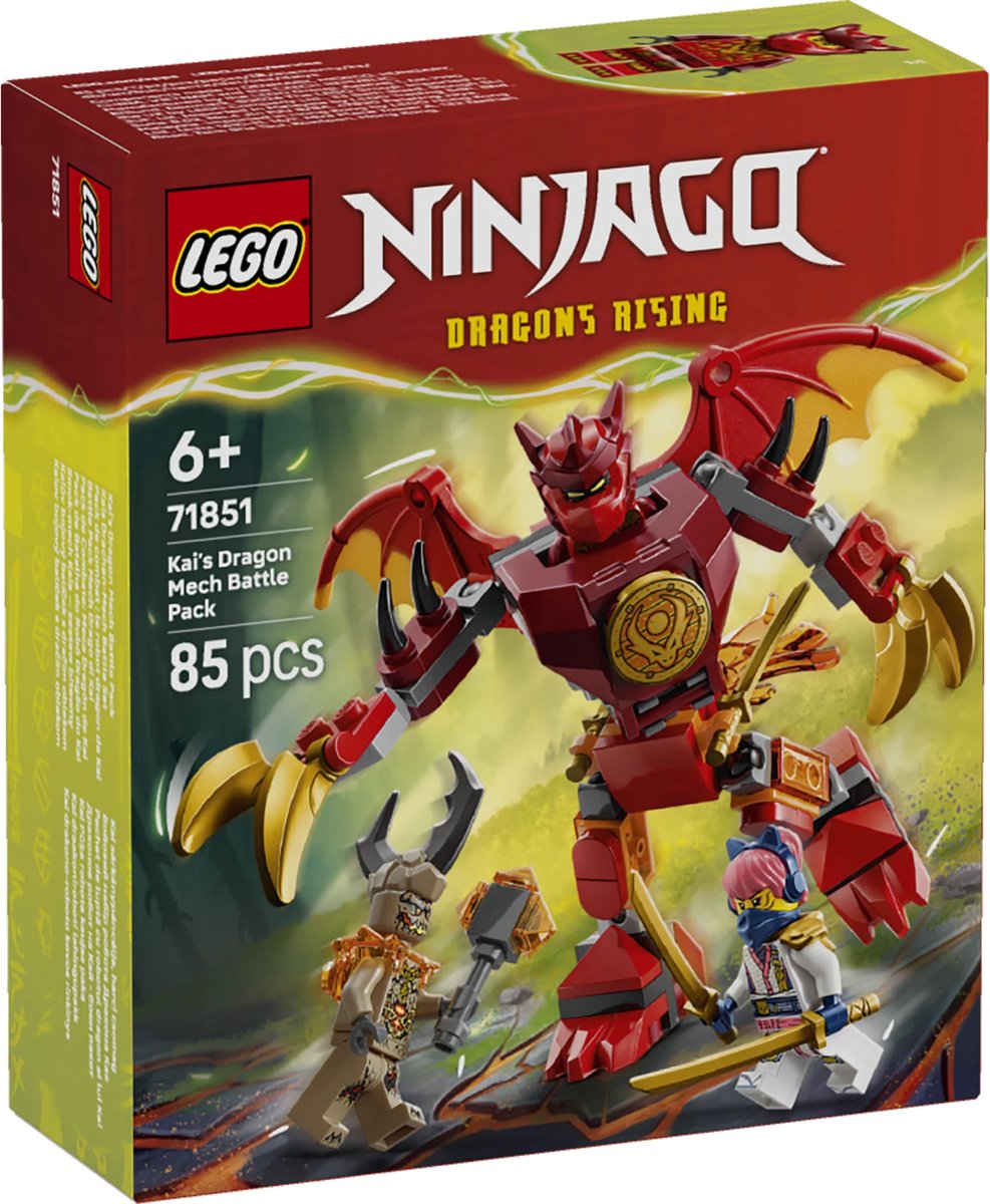 Lego ® Ninjago® Kai's Dragon Mech Battle Pack – Mech-Spielzeug – Spielset mit 3 Minifiguren – 71851