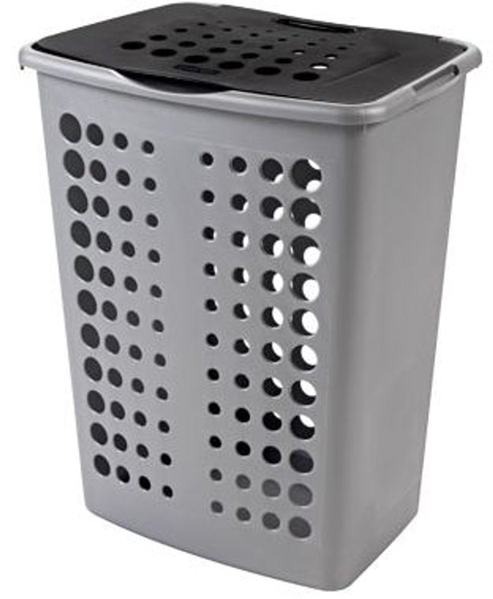 Curver Victor Wäschebox mit Deckel 60 Liter Silber Anthrazit 24x45x57cm