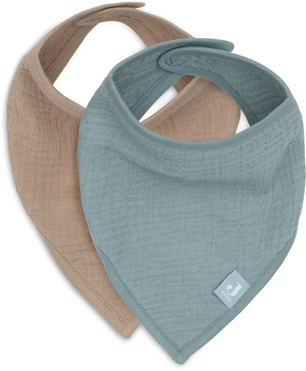 Jollein baby slab bandana - hydrofiel - slabbetjes baby - 2 stuks - sea green biscuit