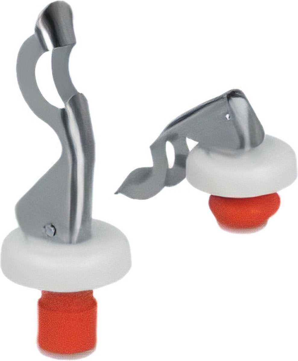 Metaltex - 2 x Flaschenverschluss - inklusive Flaschenöffner - Edelstahl - Rot - Durchmesser 2 cm - 2 Stück