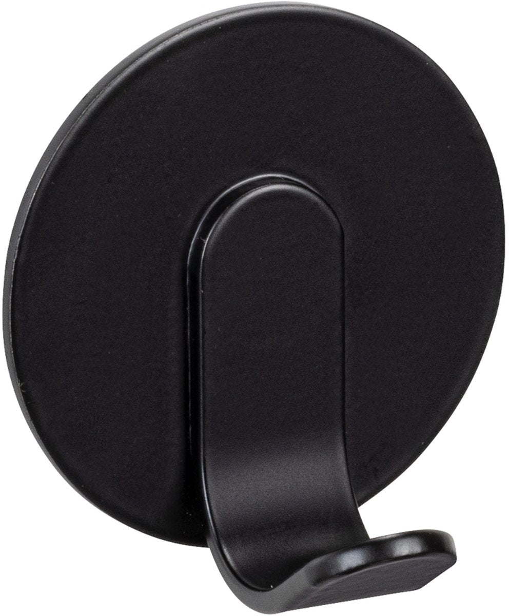 WENKO Turbo-Loc Wandhaken Bivio mattschwarzes Aluminium – Handtuchhaken schwarz – Handtuchhalter – Wandhaken schwarz – Klebehaken – selbstklebend – ohne Bohren
