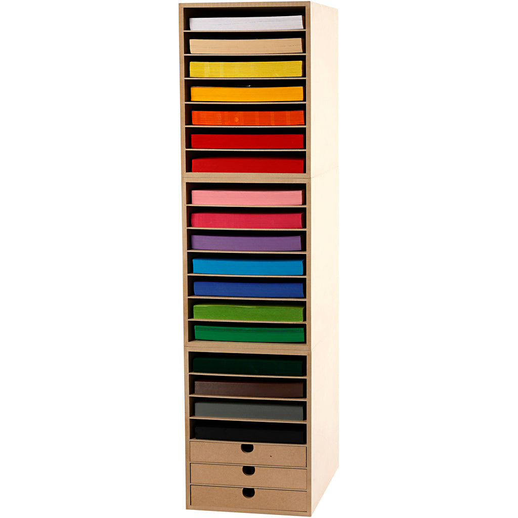Creativ Company Aufbewahrungsschrank aus Karton, H: 100 cm, A4, Blatt 210x297 mm, 180 g, verschiedene Farben, 1 Set