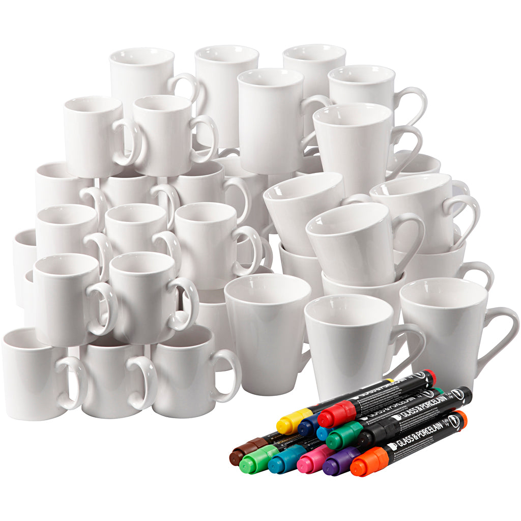 Gruppenset Malbecher, H: 7-10 cm, weiß, 1 Set