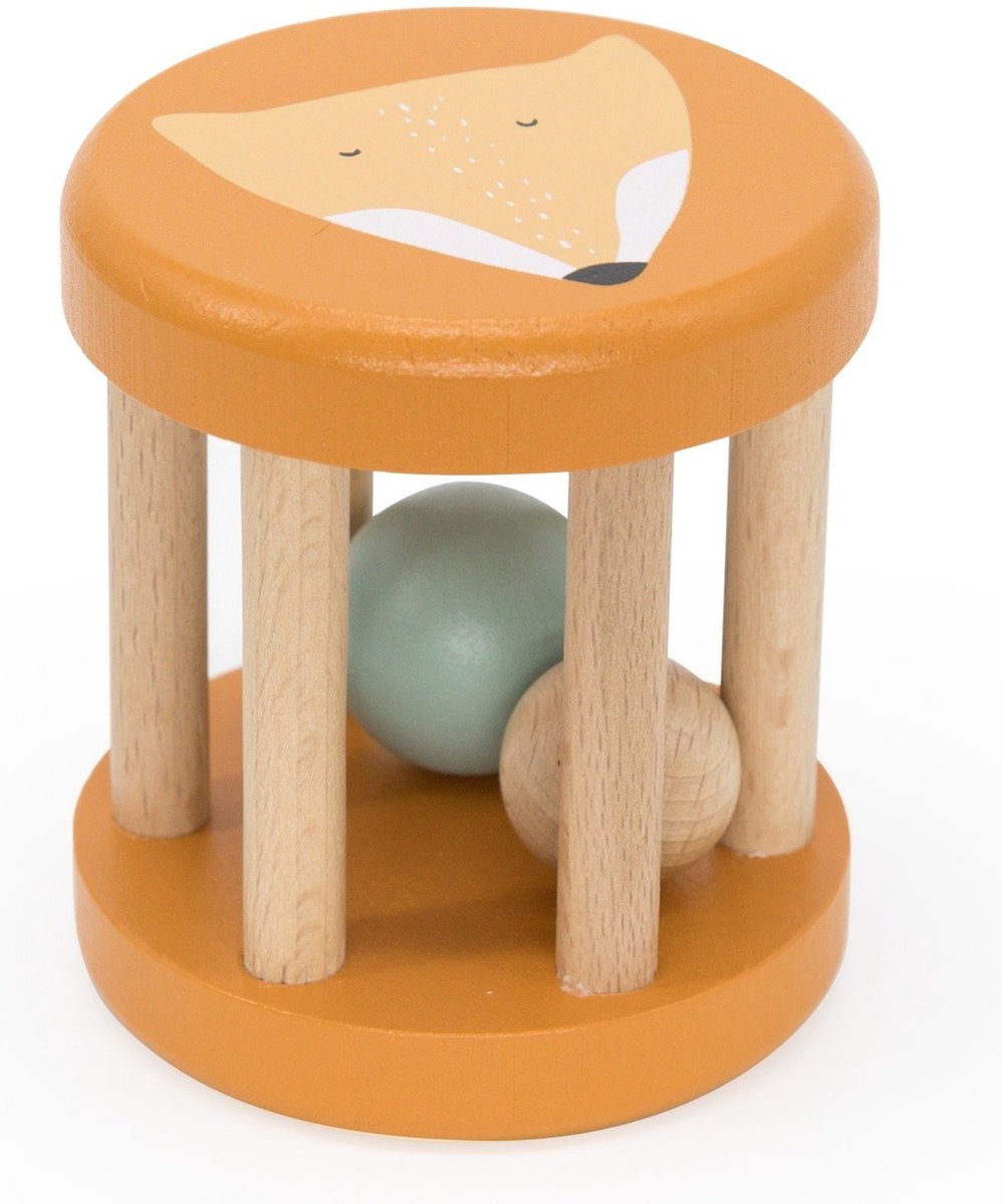 Trixie Rollrassel aus Holz - Mr. Fuchs – erstes Babyspielzeug – Mutterschaftsgeschenk – für Jungen und Mädchen