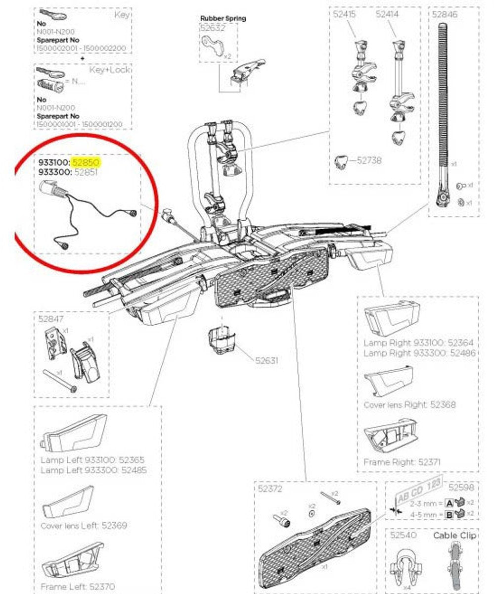 Thule Elektroverbinder Easyfold 13p 933 934 Ersatzteil Silber