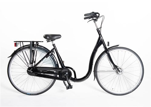 Aldo 28 Zoll Low-Entry-Fahrrad, schwarzes Aluminium, 3V-Handbremse, schwarz
