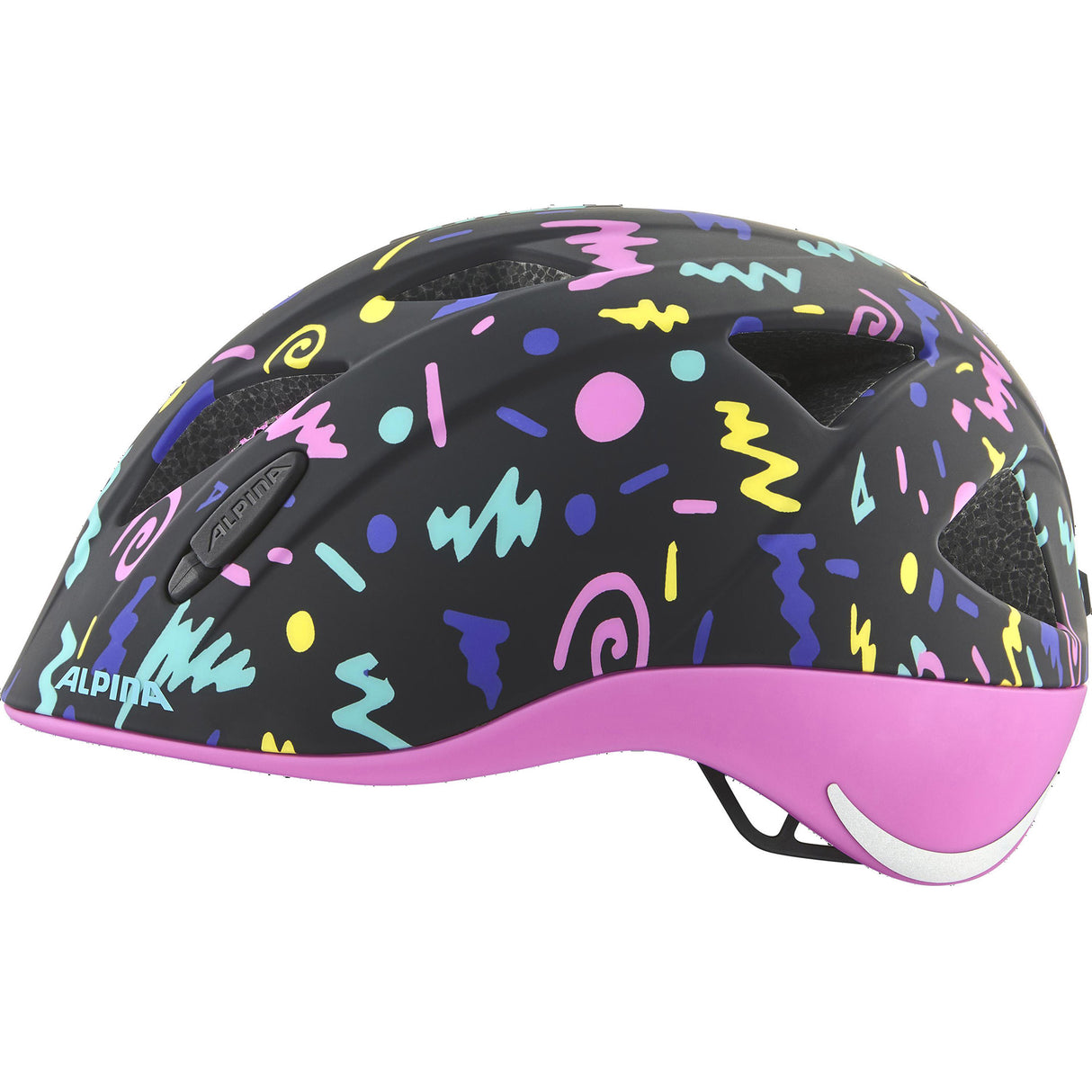 Olympiasportbekleidung Alpina Sports Kinderhelm Ximo Flash Schwarz-Konfetti 49-54 matt