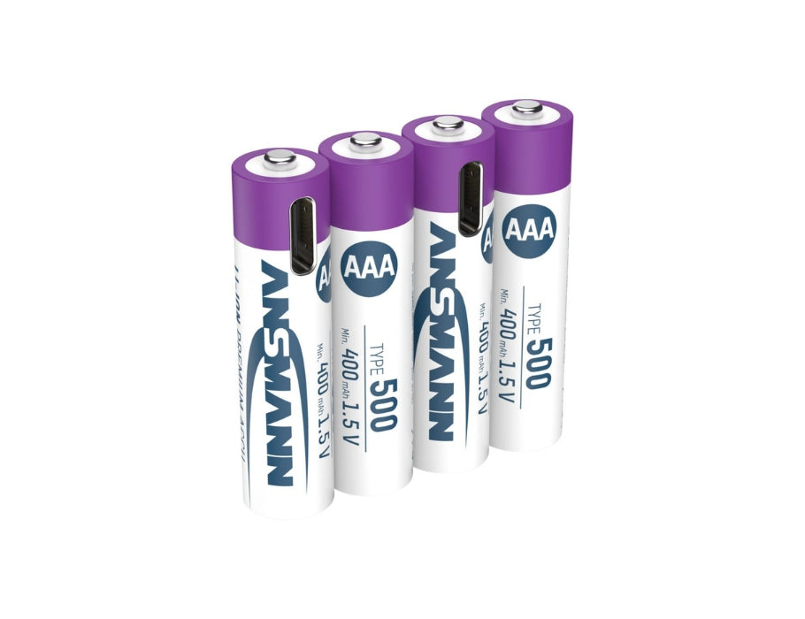 Ansmann wiederaufladbare AAA-Batterien - Li-Ion - inkl. USB-C-Ladekabel – 4 Stück