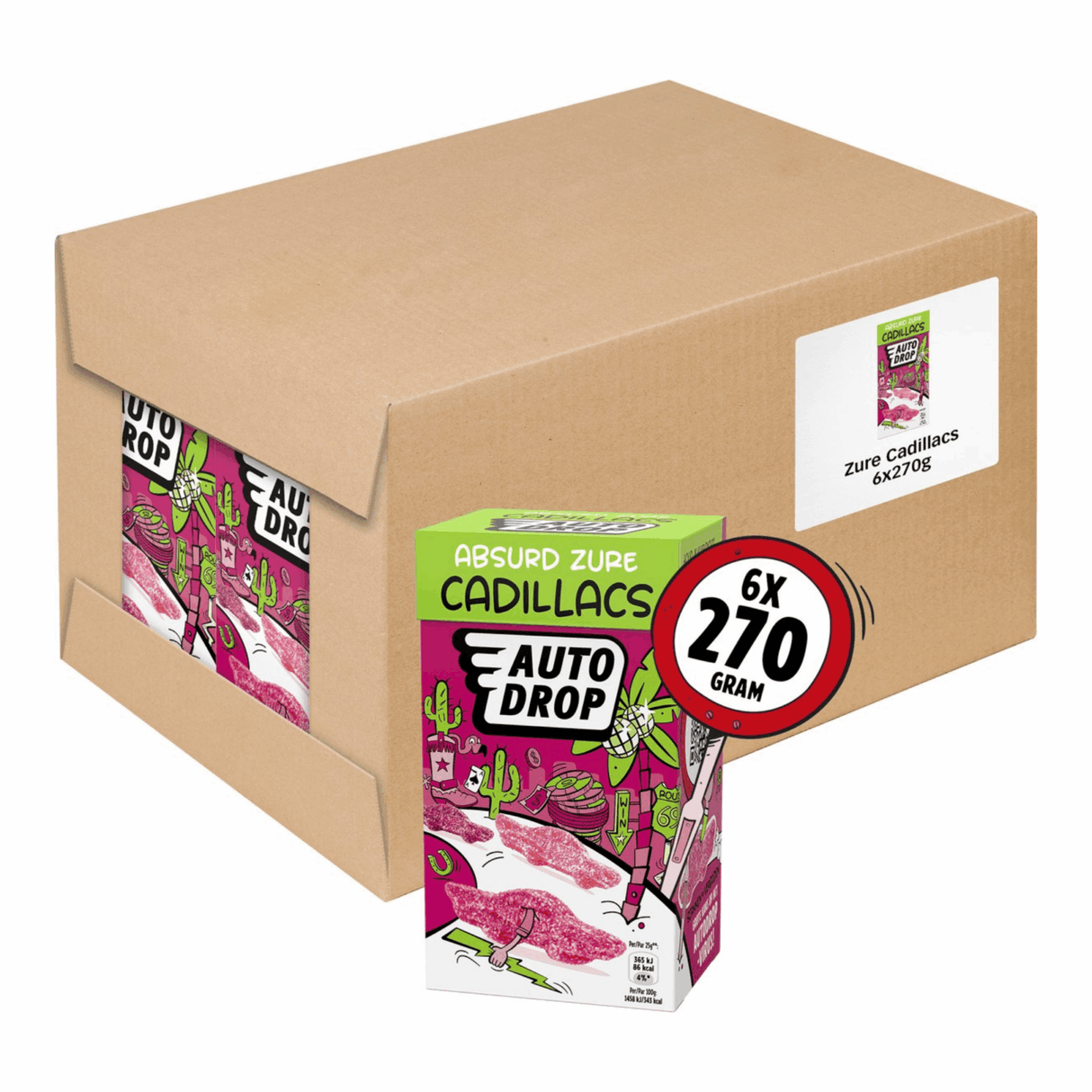 Autodrop – Süßigkeiten – absurd saure Cadillacs – 6 Kartons – 270 Gramm
