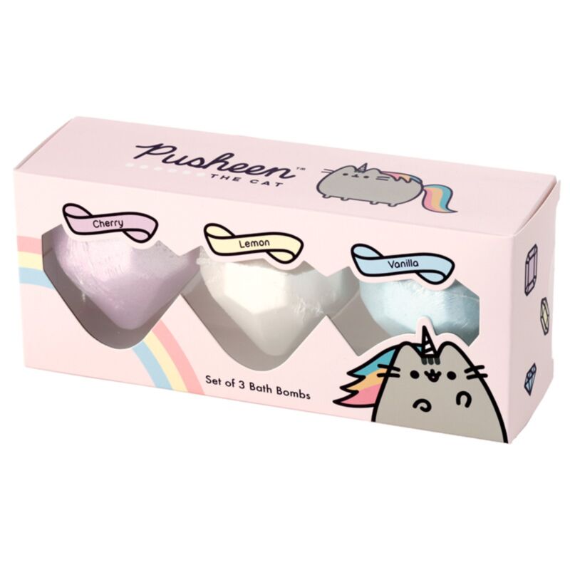 Beauty-Geschenkset mit 3 fruchtigen Badebomben von Pusheen the Cat