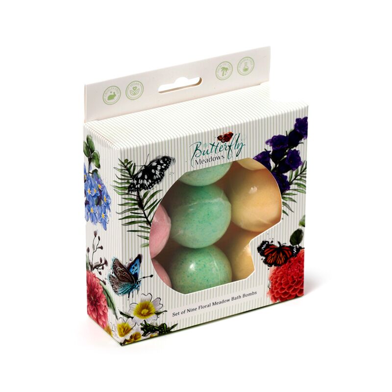 Beauty-Geschenkset mit 9 Schmetterlingswiesen-Mini-Badebomben