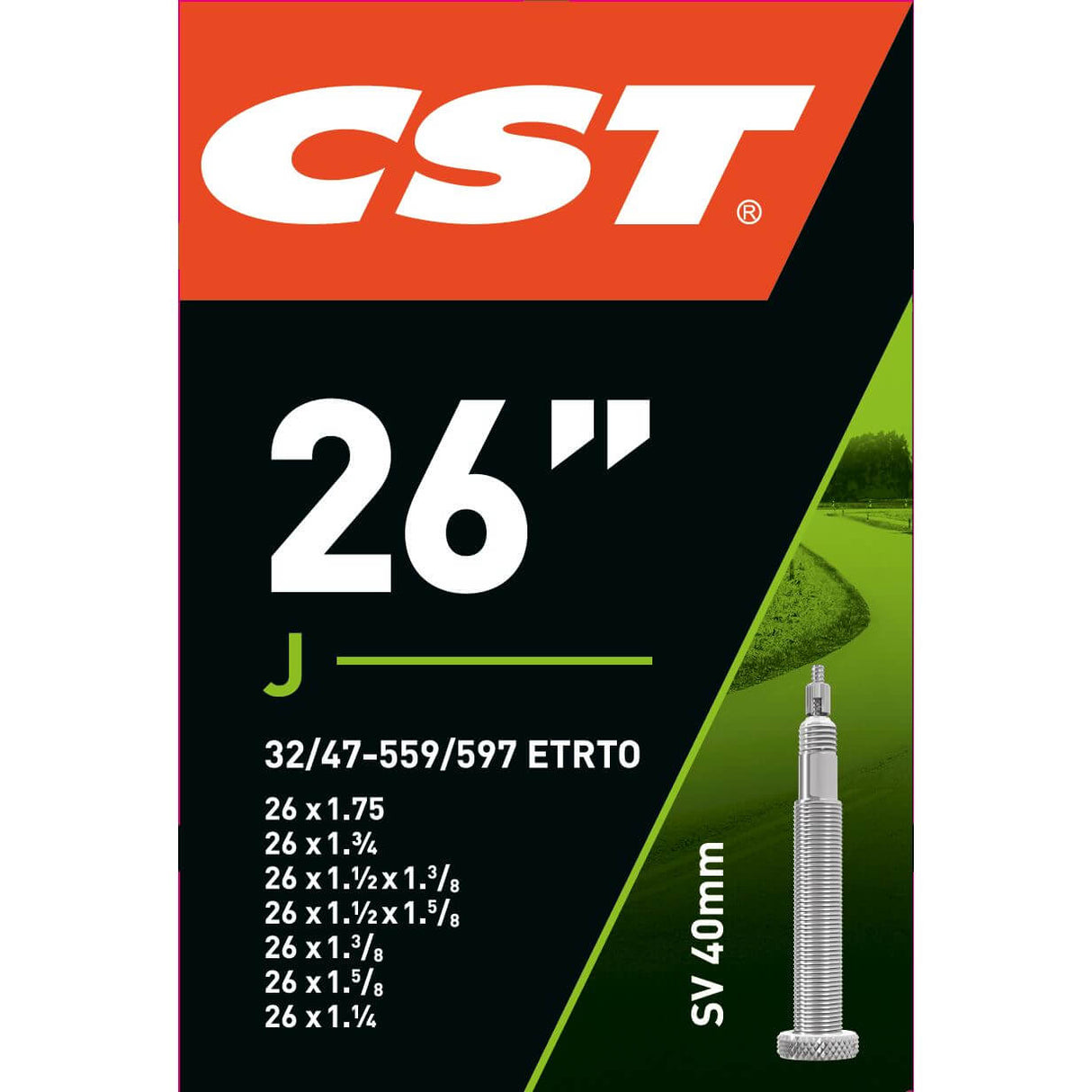 CST Innenrohr 26 x1.75-1 1 4 Etro 32 47-559 597, Ventil: Presta French 40 mm