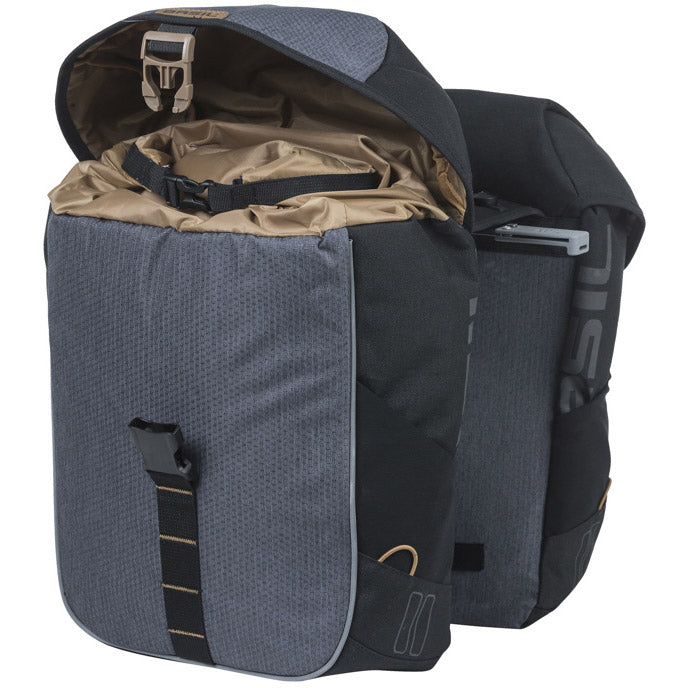 Basil Doppelte Fahrradtasche Miles Mik 34 Liter 13 x 26 x 35 cm – Schwarzgrau